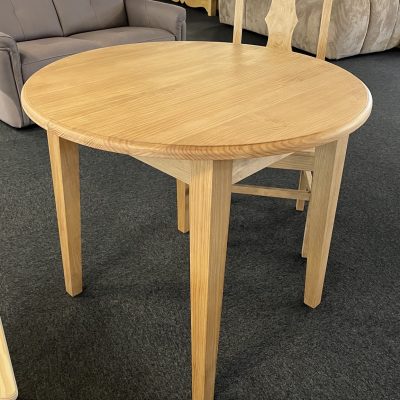 Table pin massif ronde 90 cm avec allonge